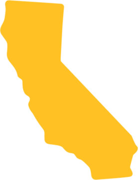 Simple Flat Yellow California State Shape Icon Map Illustration