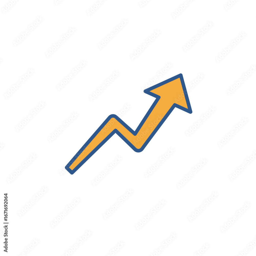 Aufkleber stylized upward-pointing arrow with a distinctive angular line and vibrant orange hue against white 