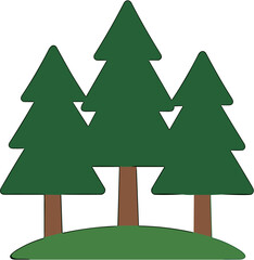 Fototapeta premium Simple Style Three Green Fir Tree Forest Nature Icon