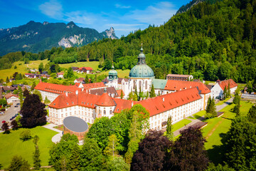 Ettal Abbey aerial panoramic view, Germany