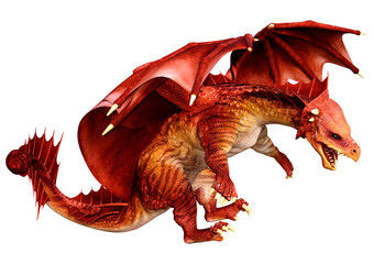 3D Rendering Fairy Tale Dragon on White