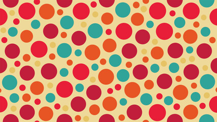 Seamless pink polka dot pattern, a vintage retro vector design on a colorful textile background