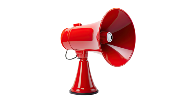 Megaphone loudspeaker announcement communication symbol for message alert promotion concept on white background