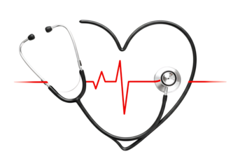 Heart and heartbeat symbol with ECG line illustration for health and medical care