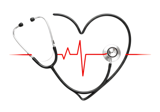 Heart and heartbeat symbol with ECG line illustration for health and medical care