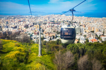 Trapani Erice Cableway in Sicily island, Italy