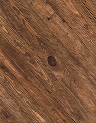 Close-up view of rich brown wood planks arranged in a diagonal pattern, highlighting the natural wood grain and knots.