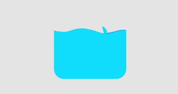 Cartoon rectangle square blue color liquid water fill isolated. Physics, chemistry. Illustrating chemical physical process. Motion design business explainer element flat aqua drop elements.