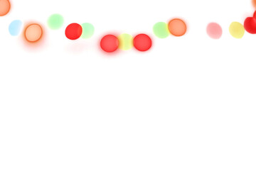 Colorful shiny glowing bokeh light overlay effect on transparent background design element
