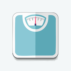 Minimalist weight scale icon in pastel blue and white with red indicator