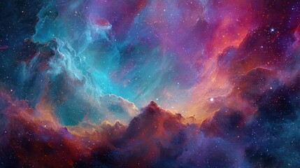 Fototapeta premium Colorful nebulae with swirling clouds of cosmic dust