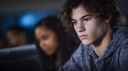 Students practicing coding on laptops in tech class future ready education