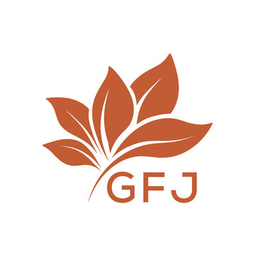 GFJ Elegant Minimal Leaf Logo Design, GFJ Later Logo, Abstract Nature Brand Icon, Natural Organic Leaf Badge. 
