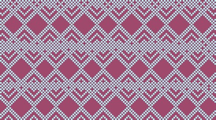  traditional embroidery or weaving, repeating geometric diamonds with burgundy and light blue color scheme.Ideal for a retro design, wallpaper, background