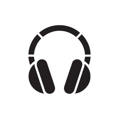 Isolated black headphones icon on a white background for listening to music or audio content