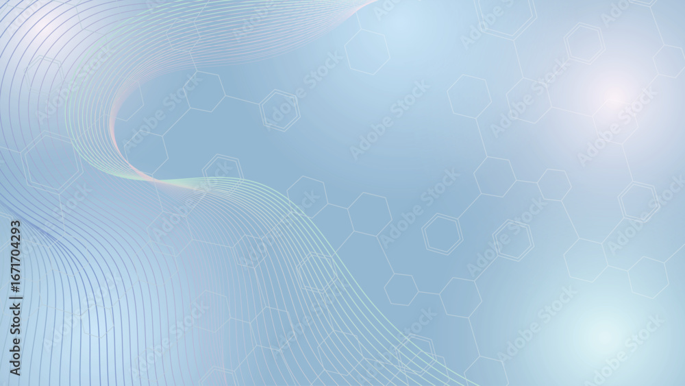Aufkleber modern abstract science background featuring smooth flowing lines hexagon molecular patterns and sof