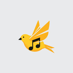 Musical Bird: A cheerful yellow bird with musical notes in its wings.