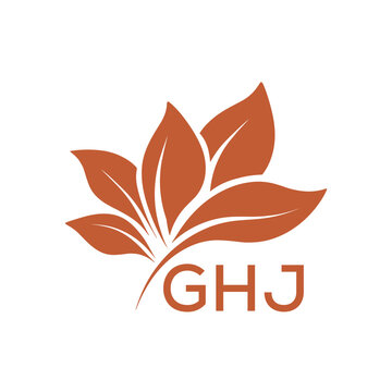 GHJ Elegant Minimal Leaf Logo Design, GHJ Later Logo, Abstract Nature Brand Icon, Natural Organic Leaf Badge. 
