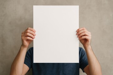 Minimalist Blank White Cardboard Sheet Mockup Displayed by Man Holding Up