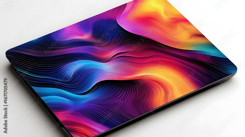 Aufkleber vibrant abstract fluid waves flow across a modern digital screen, captivating with dynamic color gra