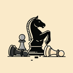 Chess Knight and Pieces.