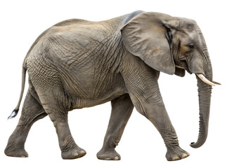 Majestic African Elephant Walking Isolated on Black Background Highlighting Texture and Graceful Movement Perfect for Wildlife Documentaries and Conservation Campaigns
