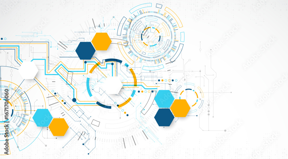 Poster abstract background. scientific and technological concept with the use of technical elements formed 