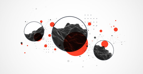 Trendy abstract wireframe background. Modern science or technology art elements. Surface illustration. Vector.