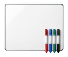 Magnetic whiteboard with a set of markers