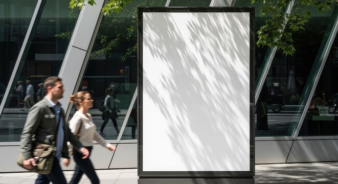 Modern Street Scene Blank Advertisement Billboard Mockup in Urban Area
