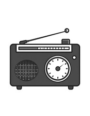 Fototapeta premium A stylized illustration of a vintage-style radio, presented in monochromatic shades, with a focus on its functional components.