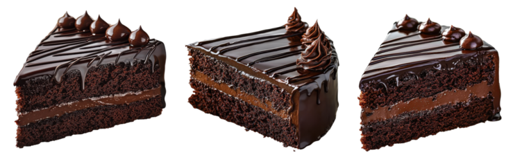 chocolate cake slices, isolated on white background