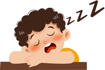 Kid sleep on the table