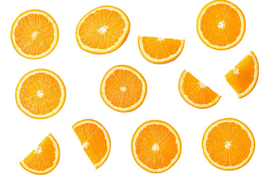 orange slices collection on white background