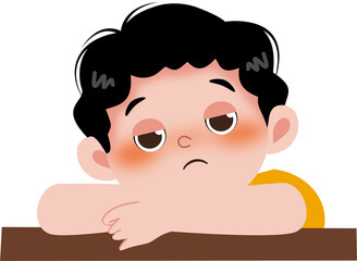 Boy tired illustration