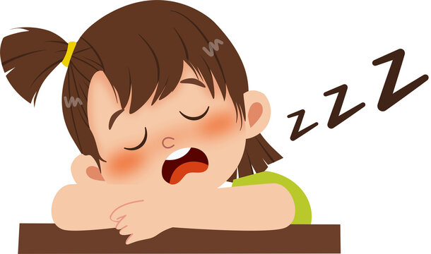 Kid fall asleep illustration