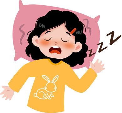 little girl sleep illustration
