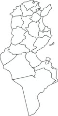 Fototapeta premium High quality map of Tunisia with borders of the regions on white background