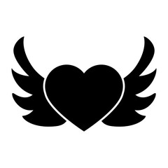 Obraz premium Angel wings icon vector. Heart with wings illustration sign. Valentines symbol or logo.