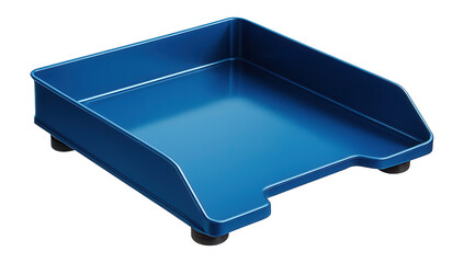 Blue metal letter tray with non-slip feet
