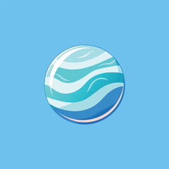 A blue and white wave pattern inside a sphere, set against a solid blue background.