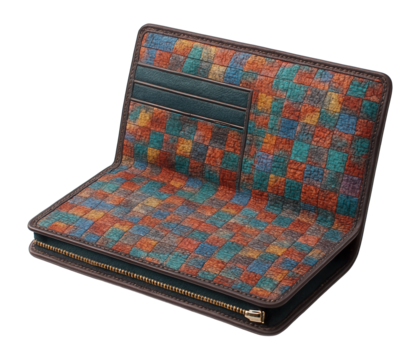 Wallet with a mosaic fabric design