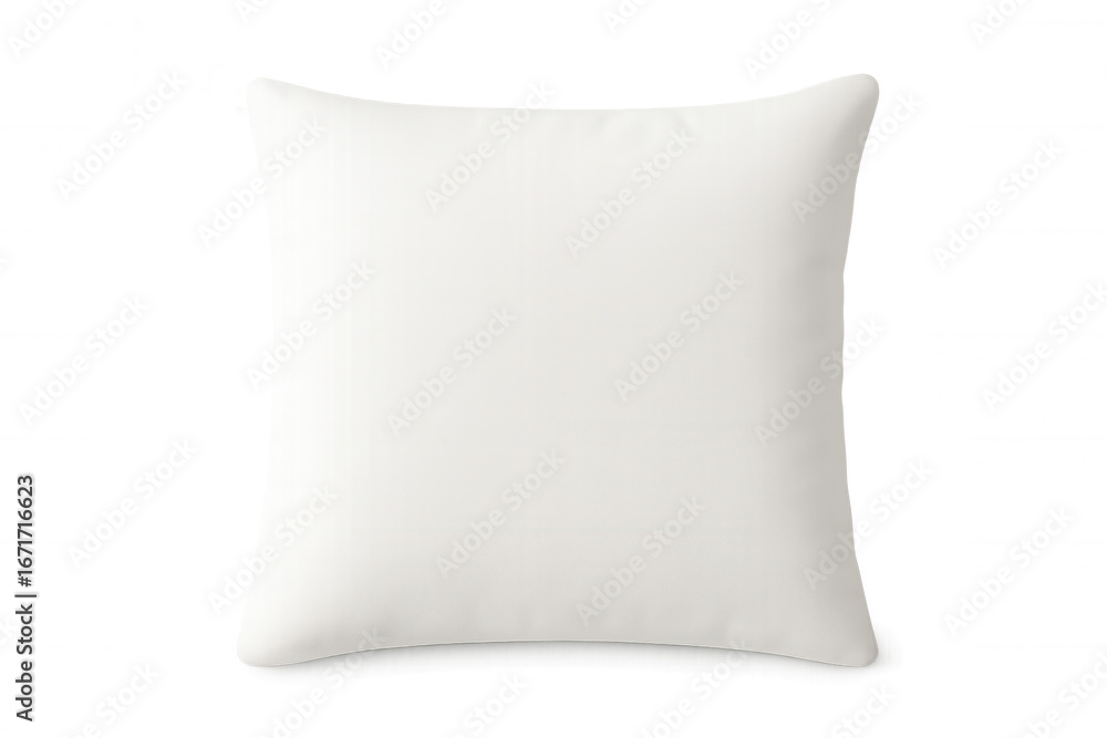 Poster clean, white square pillow isolated on a transparent background, perfect for showcasing designs or a