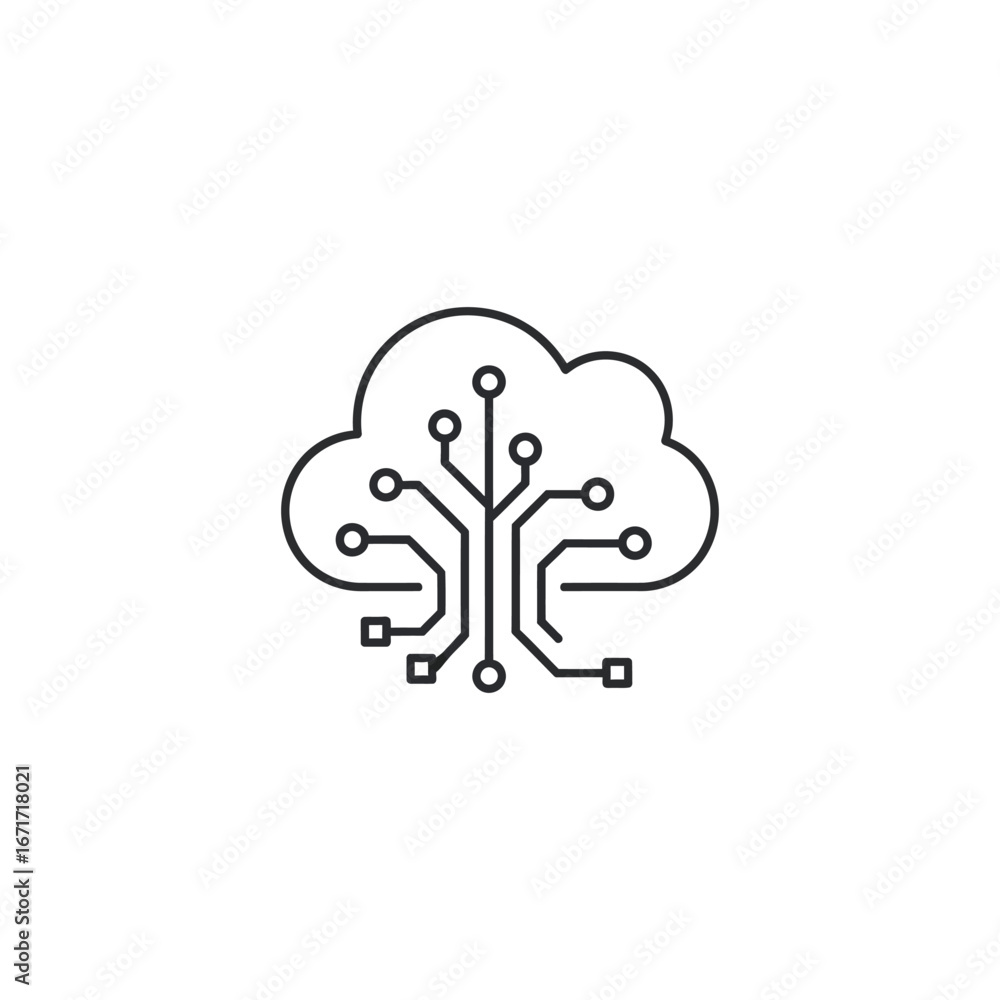 Fototapete cloud computing technology with a circuit board, network data, and internet connection,a digital sys