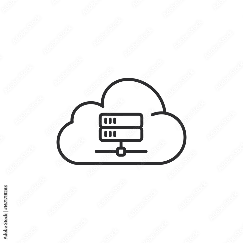 Fototapete cloud server icon, representing data storage, network computing, and online services in a simple and
