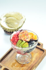 Indonesian iced drink with durian, sweet and fresh taste of es doger.