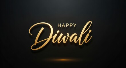 Elegant golden happy diwali calligraphy on a sophisticated black background, representing the auspicious festival of lights with a subtle glow