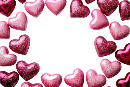 PNG Valentine's hearts frame pink. - Powered by Adobe