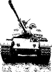 Obraz premium Grunge black and white tank silhouette for military artwork and design