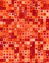 Fototapeta premium A vibrant pattern of many small squares in varying shades of red and orange.